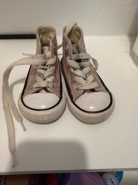Girls' Metallic Rose High-Top Sneakers - Kids Shoes
